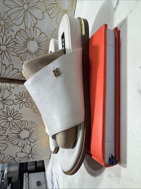 White Slide Sandals with Gold Accent ( DONY )